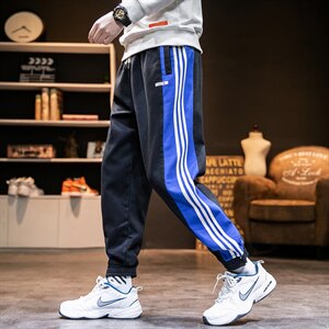 2021春季日系大码宽松条纹束脚休闲裤九分裤男K8119-P50图片