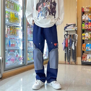 新款水洗牛仔裤直筒拖地阔腿裤C852P40图片