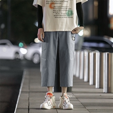 亲肤纯棉裤子垂感宽松柔顺个性休闲运动风直筒七分裤K611-特批32，男装棉裤，星座718-1