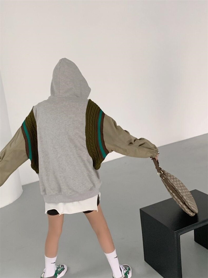 现货拼接卫衣，女装卫衣/绒衫，大图 DTU