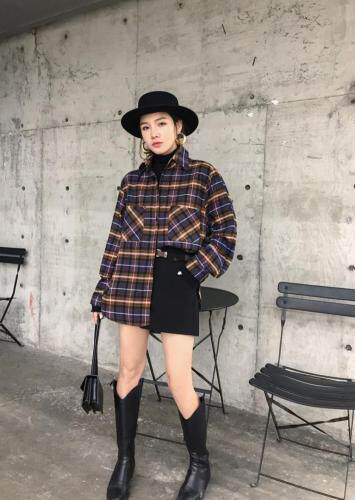 现货冬季新款 加绒加厚格子衬衫,女装衬衫,魅丽贝斯