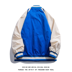 白底22秋季新品港风时尚帅气字母印花棒球服夹克外套JK881P65控88图片