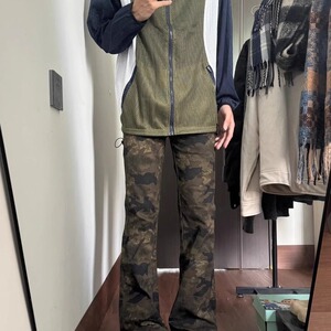 美式高街复古做旧简约迷彩牛仔裤男直筒微喇修身显瘦长裤H427 P38图片