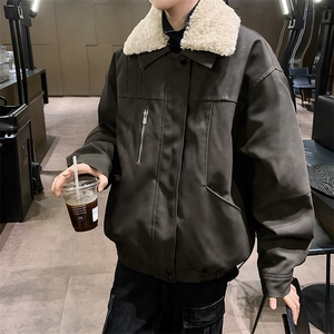 美式复古皮毛一体羊羔毛外套潮牌欧美街头棉服男款冬季hiphop棉衣图片