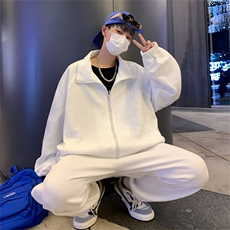 TZ61195/P100秋装新款简约运动套装男潮大码宽松卫衣休闲裤两件套，男装休闲裤，电商A141