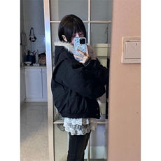 现货高品质美式高街冬季重磅硬挺短款座山雕毛领棉衣男女加厚外套，男装棉衣，电商A486-1