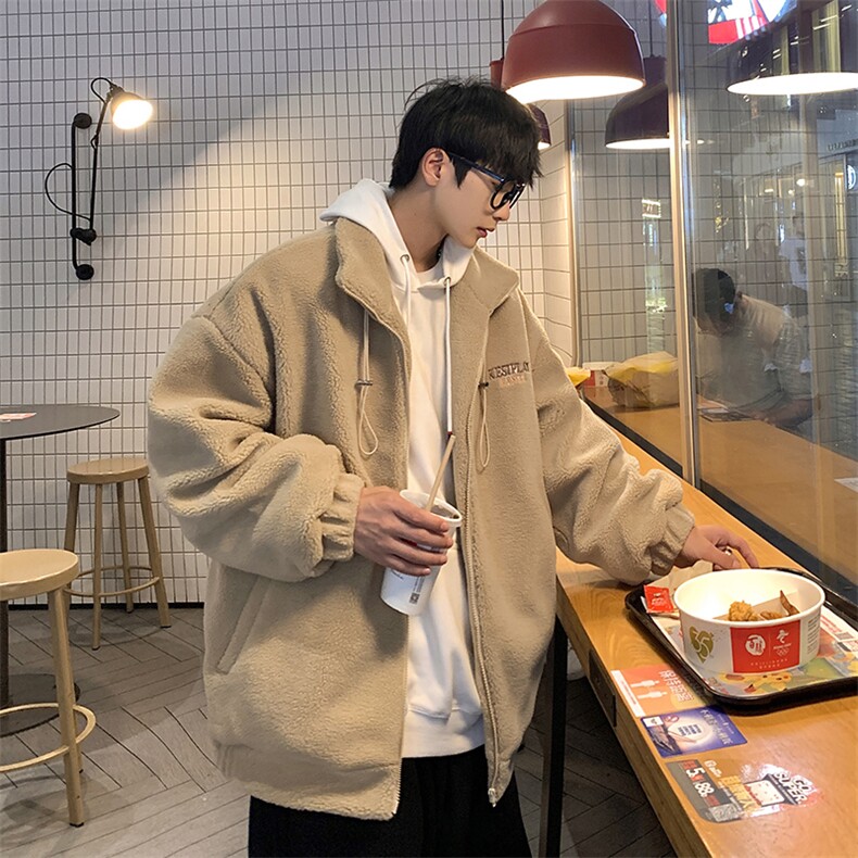 冬季新款慵懒风羊羔毛外套宽松加绒加厚棉服男HD1153-TP75控138,男装棉衣,电商A102