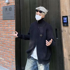 时尚气质日系简约新款原宿美式重磅双拉链翻领毛衣潮流文艺ins，男装针织衫/毛衣，星座601-1