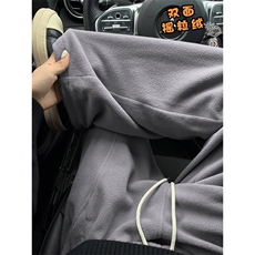 港风300g双面摇粒绒男大码斜切口袋拉链休闲裤K24089-特P33控65，男装休闲裤，电商A001