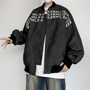 美式高街立领夹克外套男女秋冬季节hiphop潮牌字母印花棉服棒球服图片