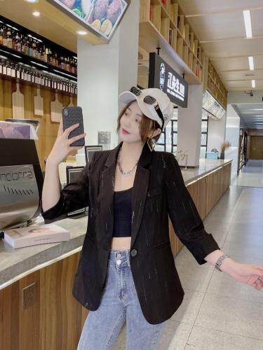 现货夏季新款棉麻修身薄西服，女装，韩衫衣社