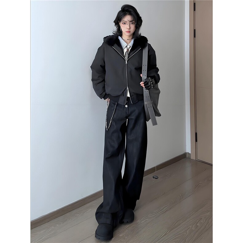 网络图现货 美式高级感重磅仿兔毛连帽座山雕加绒棉衣 JM5032-P98图片