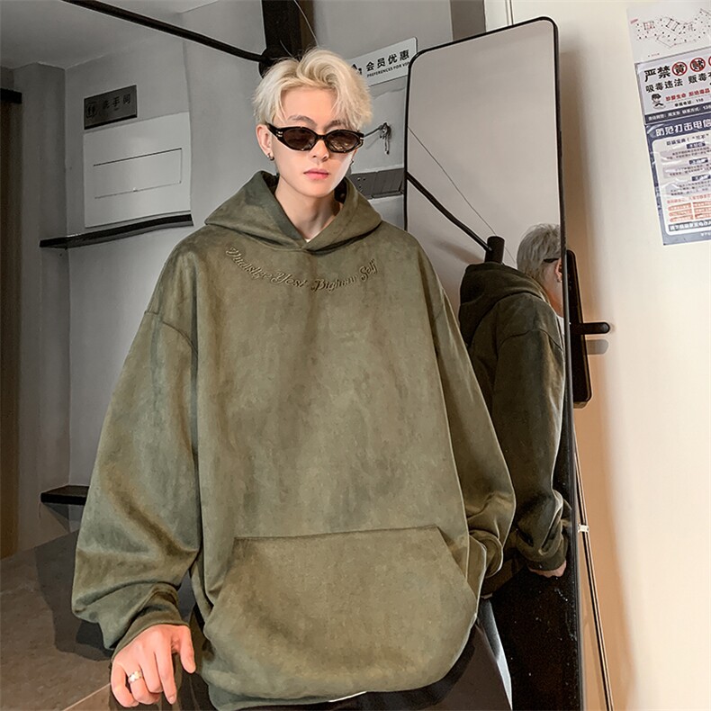 港风大码刺绣麂皮绒袋鼠兜套头连帽卫衣男XZ213-JPR204-P45控68,男装卫衣,星座213