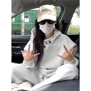1506/QA020/P48白花灰运动秋冬季韩系情侣外套刺绣内搭套头图片
