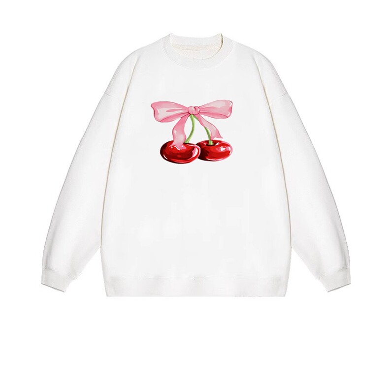 2025年秋季长袖通勤套头蝴蝶结樱桃，女装卫衣/绒衫，花可