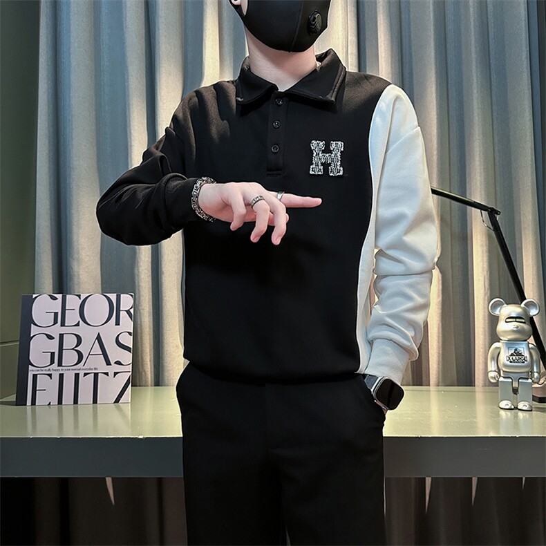 痞帅高级感男士拼接翻领卫衣外套社会小伙店主风301C-WY50P58控78，女装短外套，星座301C（原B323）