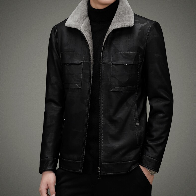 AW2207钱塘2020-3秋冬新款羽绒中年男士商务休闲皮衣夹克P205,男装皮衣,钱塘207-3