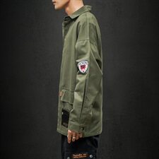 19秋冬日系宽松工装大码迷彩撞色口袋落肩夹克衬衣JK913-P50，男装夹克，电商A009A（原A058A）