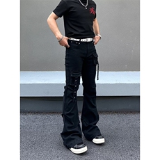 美式复古hiphop重工多口袋嘻哈街头高街喇叭牛仔裤K7152-P50网图，男装牛仔裤，电商B245