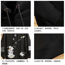 WY2115-P40加绒P45纯连帽卫衣男大码运动帽衫宽松薄外套，男装卫衣，电商A040A
