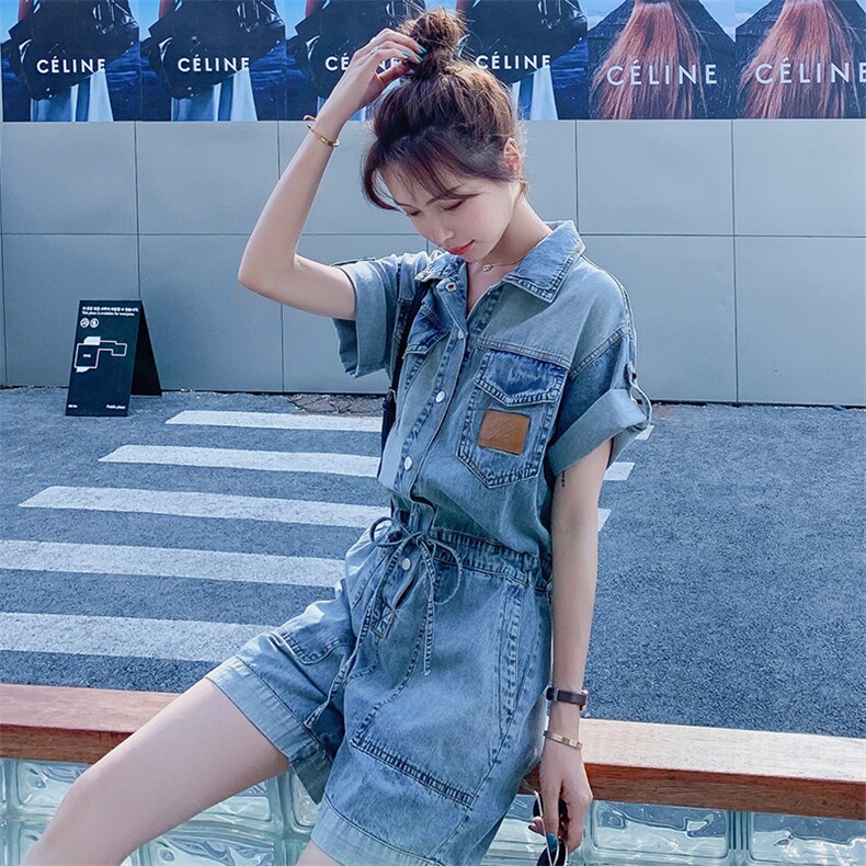 连体裤2023年夏季宽松柔软舒适宽松短裤时尚，女装连体裤，钱塘布衣