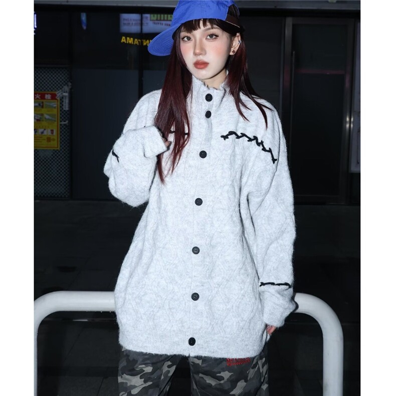 连帽毛衣开衫女秋冬季加厚韩系软糯宽松慵懒高级感针织衫外套上衣,男装针织衫/毛衣,星座506A