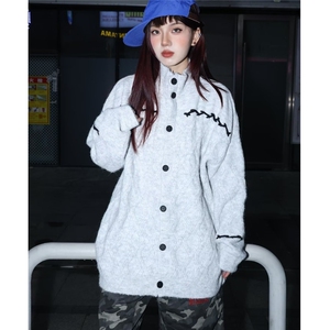 连帽毛衣开衫女秋冬季加厚韩系软糯宽松慵懒高级感针织衫外套上衣图片