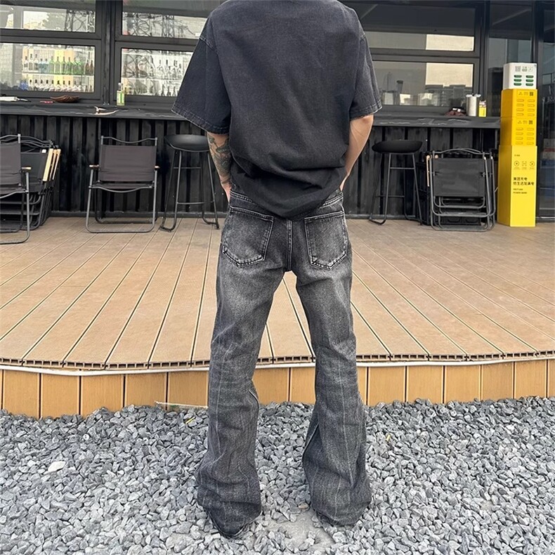 美式潮牌闪电爆裂纹猫须牛仔裤男高街休闲百搭黑色长裤XX0814,男装牛仔裤,星座208-5