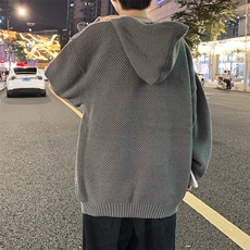 欧美高街华夫格连帽卫衣男女春秋潮复古痞帅休闲外套MY0277-P55，男装针织衫/毛衣，星座308B-1