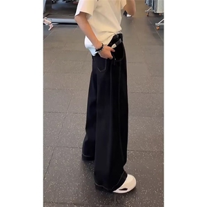 牛仔阔腿裤男女新款秋季休闲弯刀裤宽松垂感裤子1008-L21388-P39图片