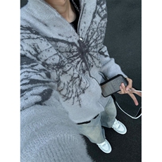 【有货】蝴蝶提花开衫毛衣男慵懒风针织衫外套5505LL-特P60，男装针织衫/毛衣，星座1007（原301D）