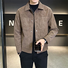 秋季2025新款男士外套翻领高端麂皮夹克上衣服A313-5889-P145，男装夹克，电商A313
