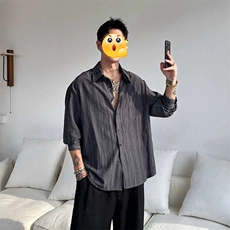 扎染纹理感冰丝衬衫男夏季薄款宽松廓形cityboy户外日系防晒衬衣，男装衬衫，电商A001-1