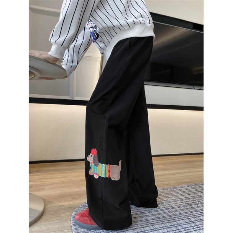 抖音品质腊肠狗刺绣美式设计感宽松工装裤B315-K25329-特p42控78,男装休闲裤,电商B315