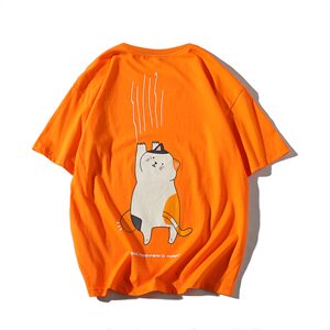【】A003-HT1031-P30夏装可爱猫咪时尚短袖T恤 白底图片