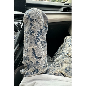 【有货】1197CC-特P76 青花瓷牛仔裤男女设计感直筒裤子图片