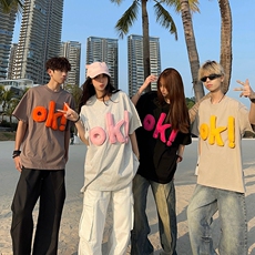 XKSHUO原创美式立体字母印花短袖t恤男女春夏宽松休闲百搭情侣衣，男装T恤，星座1210-1