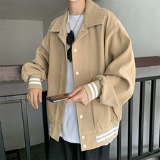 美式百搭翻领棒球服男韩版宽松夹克外套男JK702-常规P105加棉P115，男装夹克，电商B289