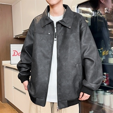 秋季新款皮夹克男翻领男士皮衣外套情侣款潮A266-PY010-P100控168，男装夹克，电商A266