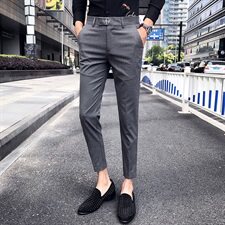 2021新款春夏英伦西裤修身九分裤小脚裤商务发型师A450-G，男装休闲裤，星座1904A
