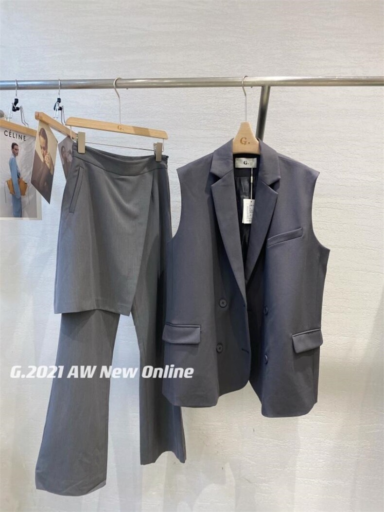 秋季新款围裙设计西装裤尺码SM，女装休闲裤，G