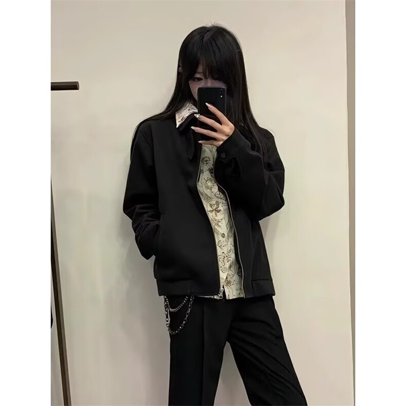 花里假两件夹克翻领拉链5拼接cleanfit短款翻领外套WLAK144-P7图片