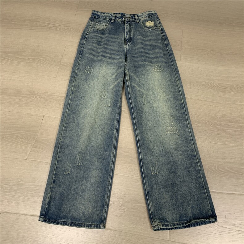 xz905-Z032#P65美式高街宽松阔腿牛仔裤,男装牛仔裤,星座905