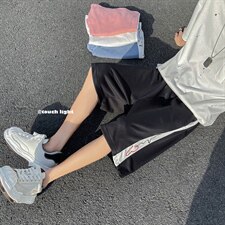 夏季条纹拼接短裤宽松直筒五分裤DK619XZ1004-1P28控38，男装休闲裤，星座715