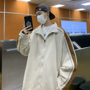 麂皮绒翻领休闲外套男士春秋季2024新款潮牌夹克痞帅男生装棒球服图片