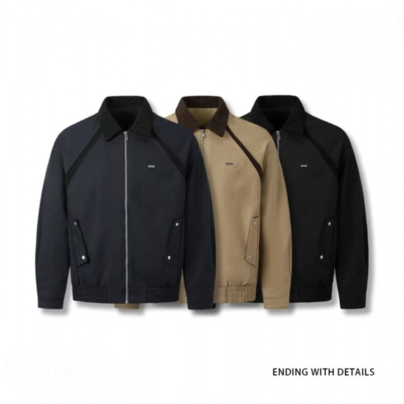 哈灵顿微阔巴恩风拼接翻领外套棉衣棉服夹克A329-JM3591-P145图片