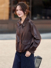 【大量现货】2026秋季女装新款时尚高级感小个子短款皮衣外套，女装皮衣，缘衣格