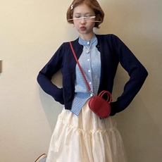 2025秋冬纯色开衫拼接假两件毛衣女宽松美式学院风针织外套，男装针织衫/毛衣，星座218-8