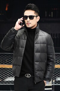 Z22136海宁冬季新款男式二层绵羊皮鹅绒羽绒保暖皮衣男P550,男装皮衣,电商B360