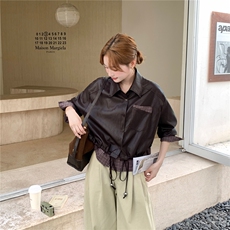 棕色短款皮衣外套女秋2025新款小个子休闲百搭又酷又飒PU皮夹克，女装皮衣，2C126